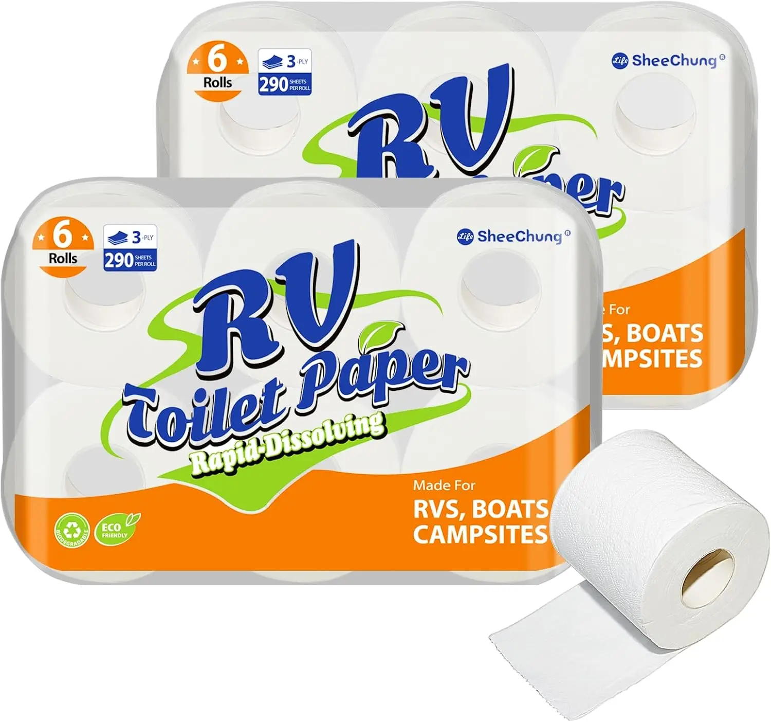 

12 рулонов быстрорастворимой туалетной бумаги для автодомов, безопасной для септиков, для путешествий и морского использования