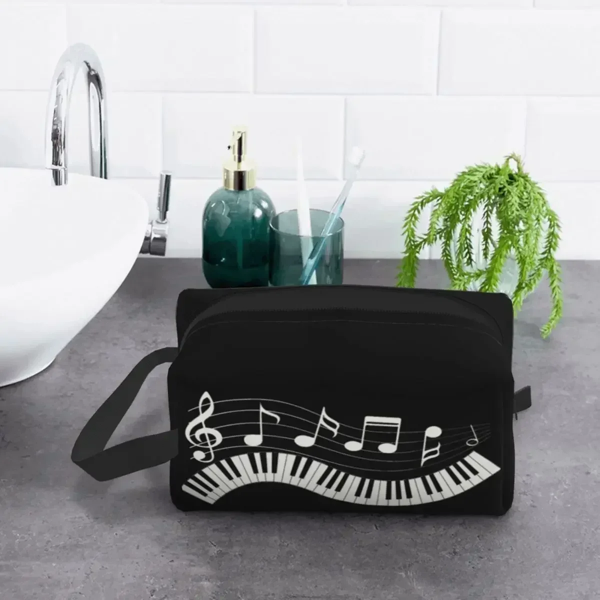 

Piano Fantasy Cosmetic Bag Women Cute Large Capacity Fashion Music Note Makeup Case Beauty Storage Toiletry Bags