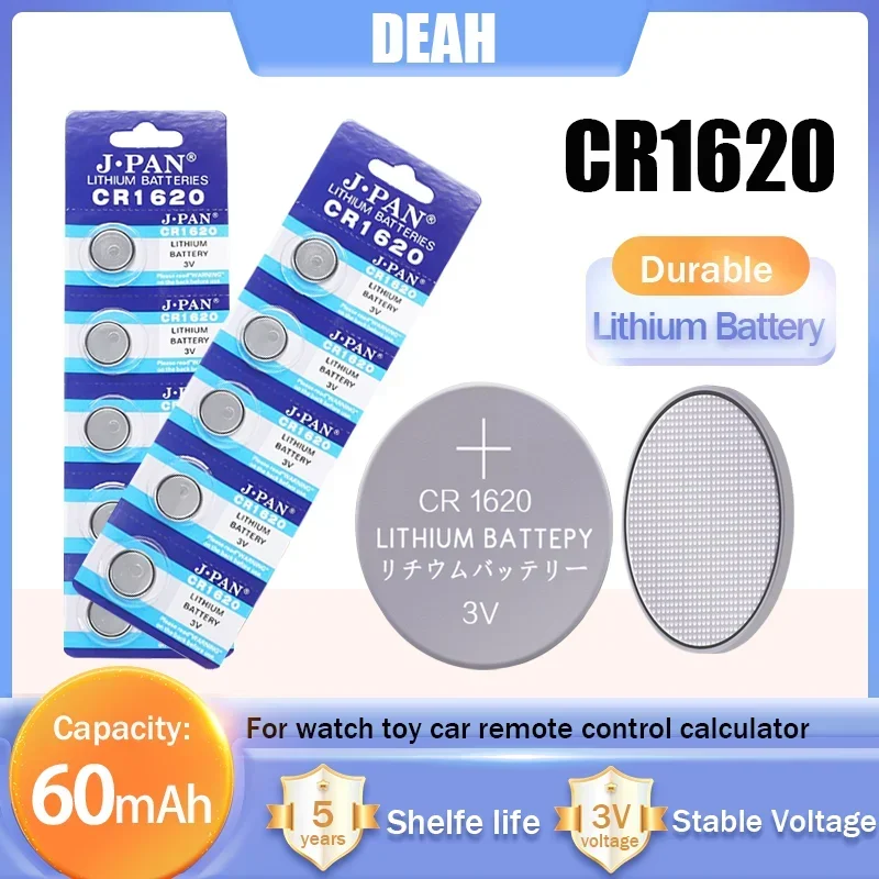 5-20pcs CR1620 CR 1620 3V Lithium Battery For Car Remote Control Calculator Watch Scales Shavers DL1620 BR1620 Button Coin Cells