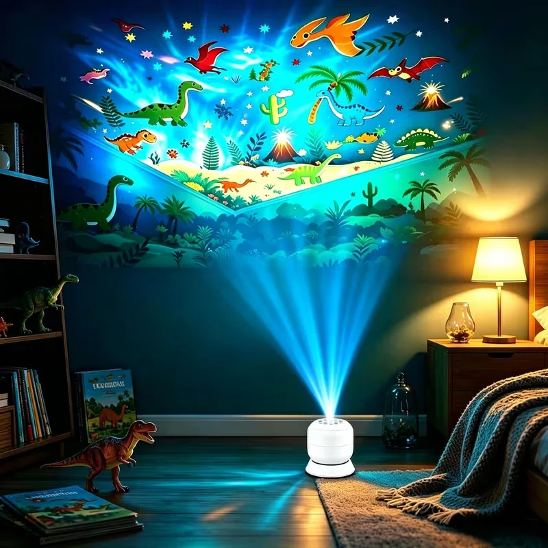 Mini USB Night Light Projector – USB Jurassic Dinosaur Projection Lamp, Dinosaur Forest Elements – Bedroom Decor Or Gift