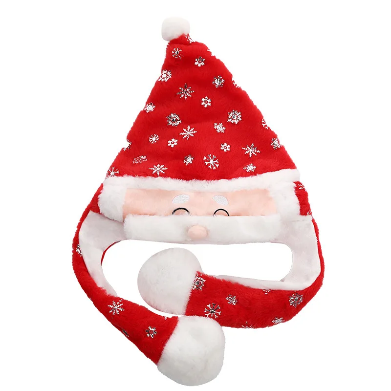 Sombrero de Papá Noel con orejas en movimiento para niños, suave, alce, muñeco de nieve, decoración de Navidad, regalo de Navidad