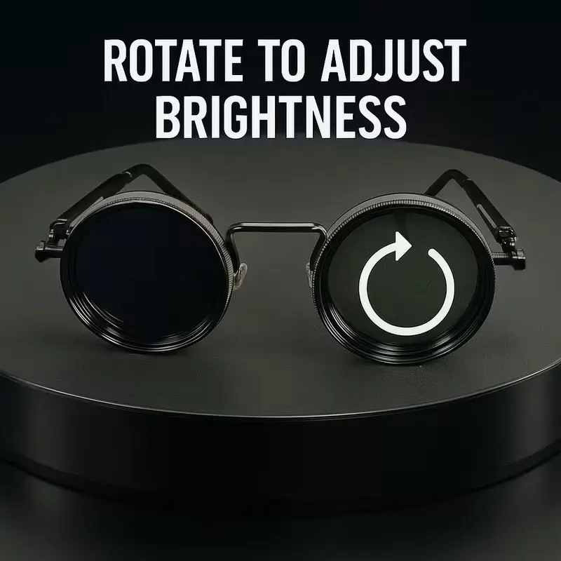 Vintage Steampunk Rotating Lens Sunglasses - Industrial Style Round Retro Design Unisex - Adjustable Brightness, Suitable for Photography, Travel, Festivals, and Stage Styling