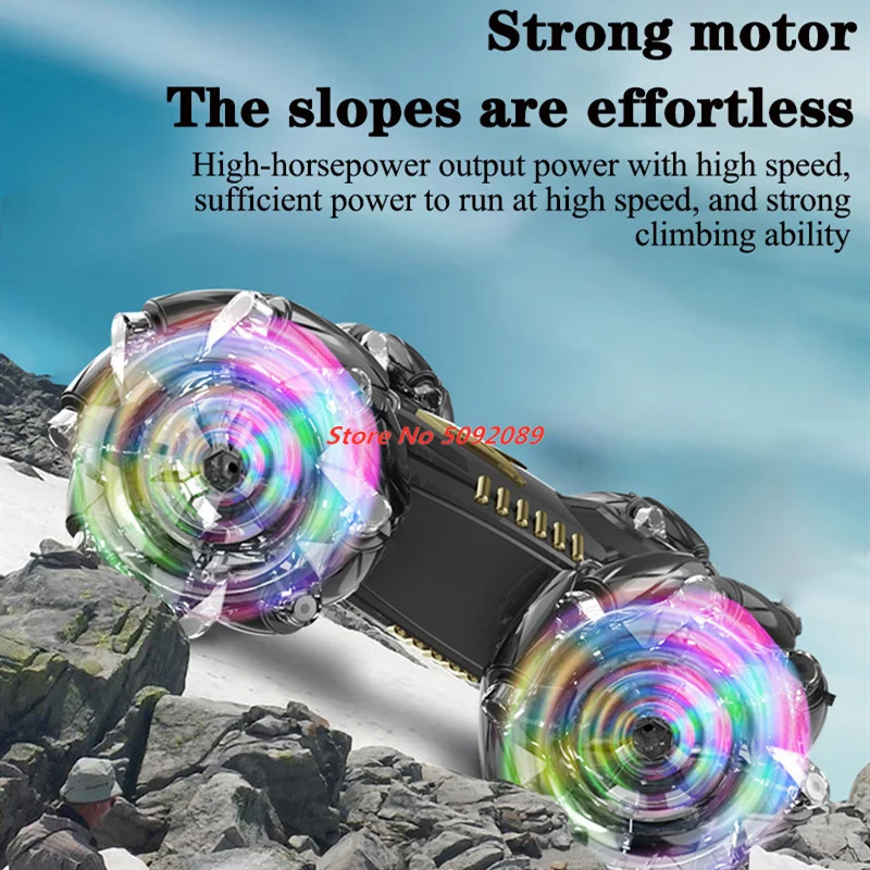 Double Slide RC Stunt Deformation Car 4WD Drift Stunt Vehicle Double-sided Rotary Cross-country Climbing Light Music Toy Gift