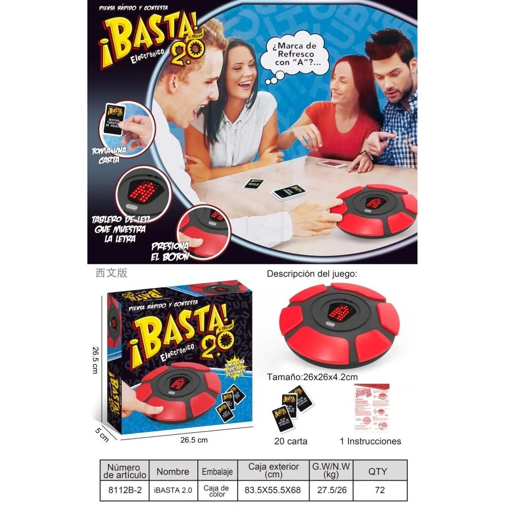 New Upgraded Basta 2.0 Spanish Word Game & English Word Games Version Quick Thinking Letter Pressing Board Letter Learning Game