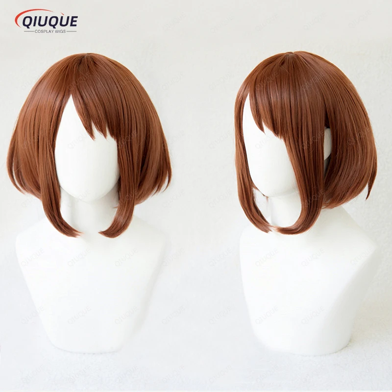 Anime Uraraka Ochako Shinsou Hitoshi Shoto Todoroki Short Brown Bobo Heat Resistant Cosplay Costume Wig + Free Wig Cap