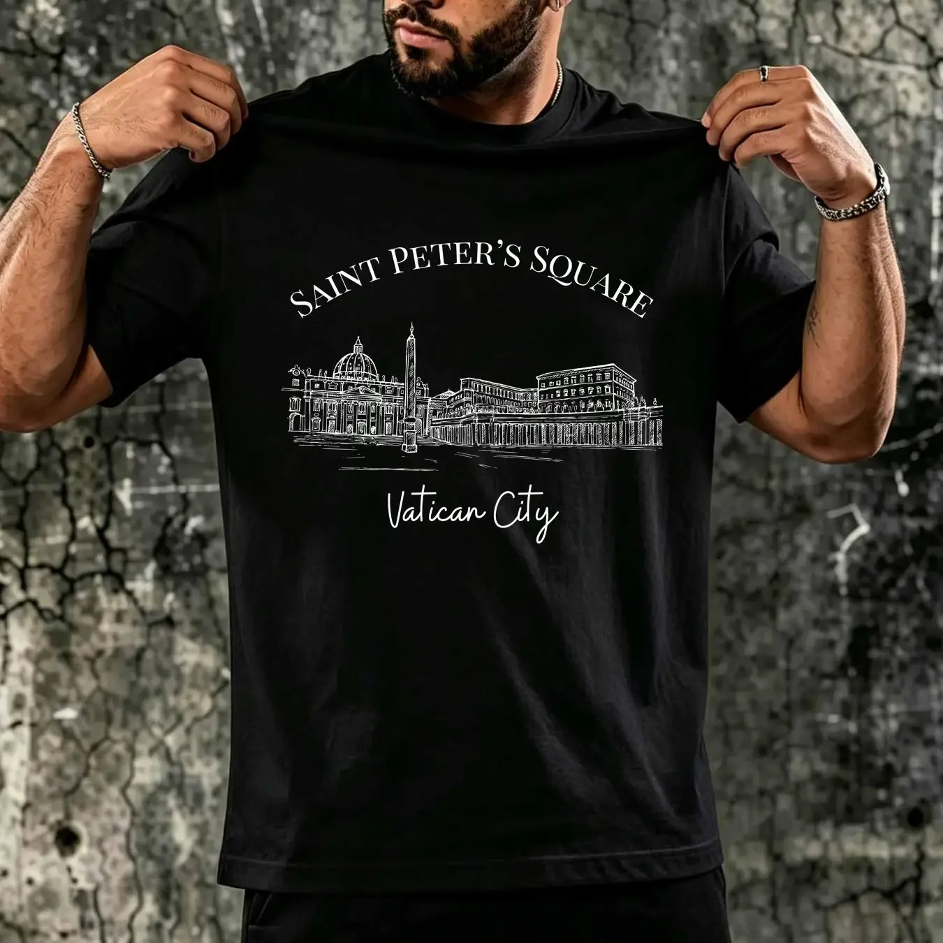 washed T Shirt Saint Peter's Square Vatican City GifT Rome Vacation St Basilica Italy long or short sleeves vintage Washed Soft