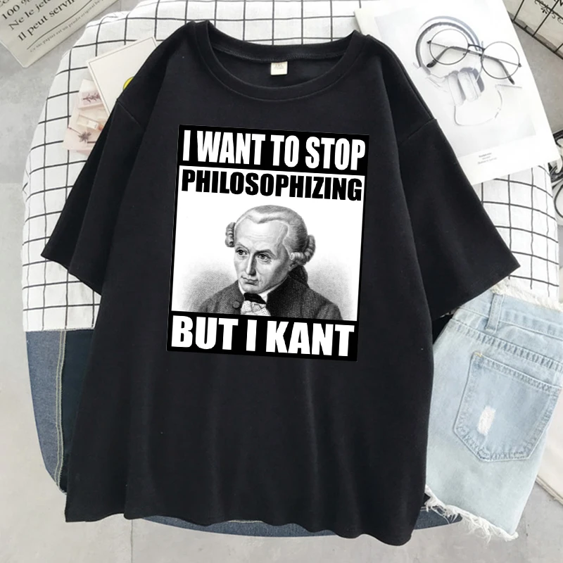 Kant Meme Philosophy Fun T-shirt Women's Hip Hop Fashion Short Sleeve Summer Casual Women's Versatile Soft Harajuku T-shirt