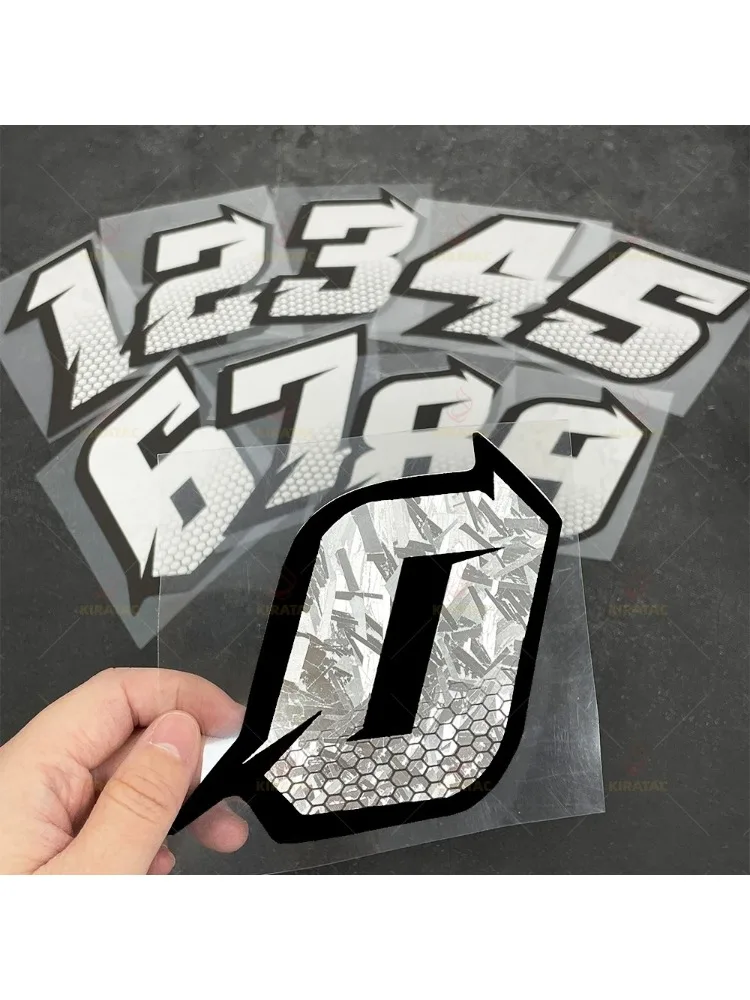 2 Stück 5CM Holographische Nummern 0-9 Aufkleber-Set, Wasserfeste Vinyl-Aufkleber für Auto- und Motorradkarosserie