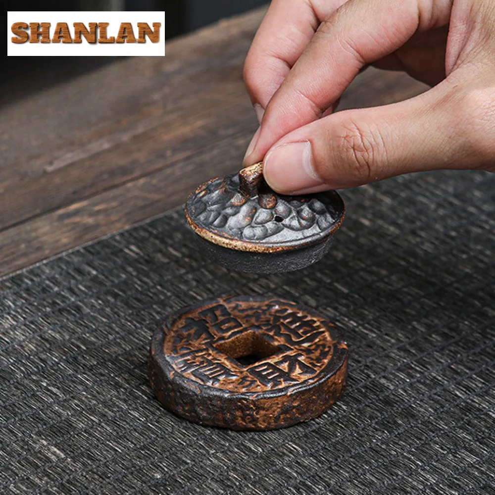 

Zen Coarse Pottery Teapot Cover Holder Imitation Wood-fired Porcelain Flower Vase Old Rock Clay Zisha Pot Lid Bracket Decoration