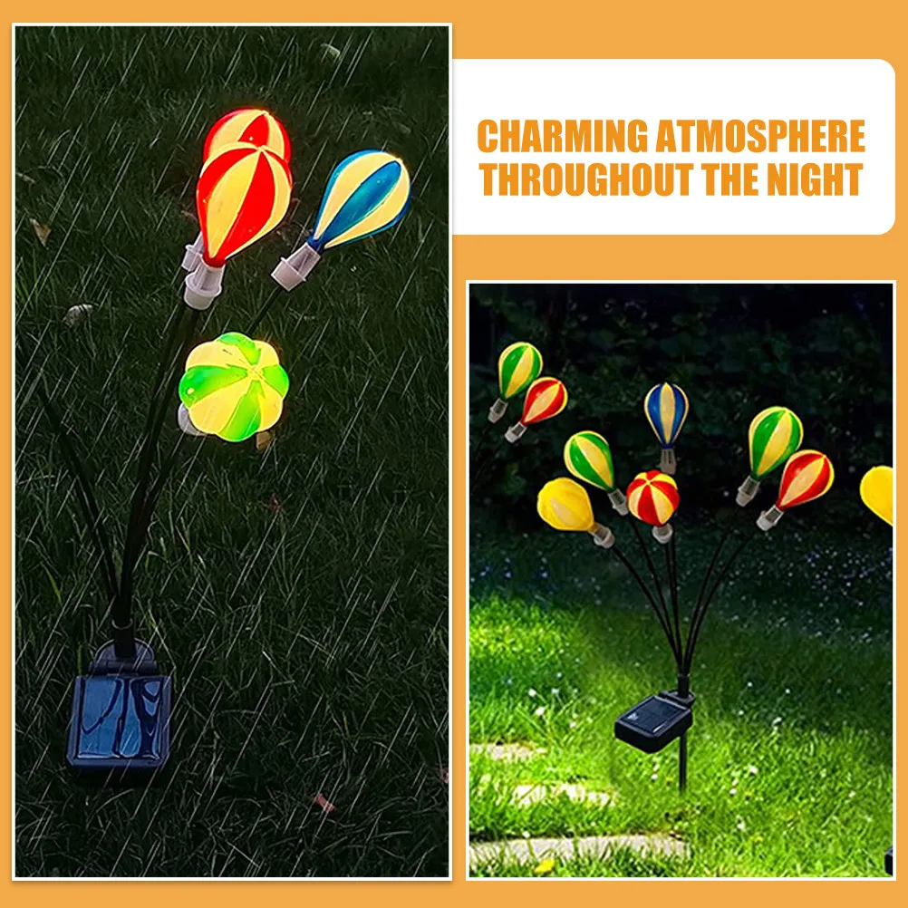 

2pcs Solar Powered Hot Air Balloon Lamp Garden Lights Outdoor Decorative Stake Lights For Yard Lawn Pathway Decoration