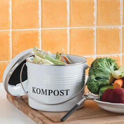 Food Waste Bin Kitchen Storage Compost Bucket Home Decor Nordic Style Galvanized Sheet Anti-odor 26.5x 20.5x 19.4cm Trash Can