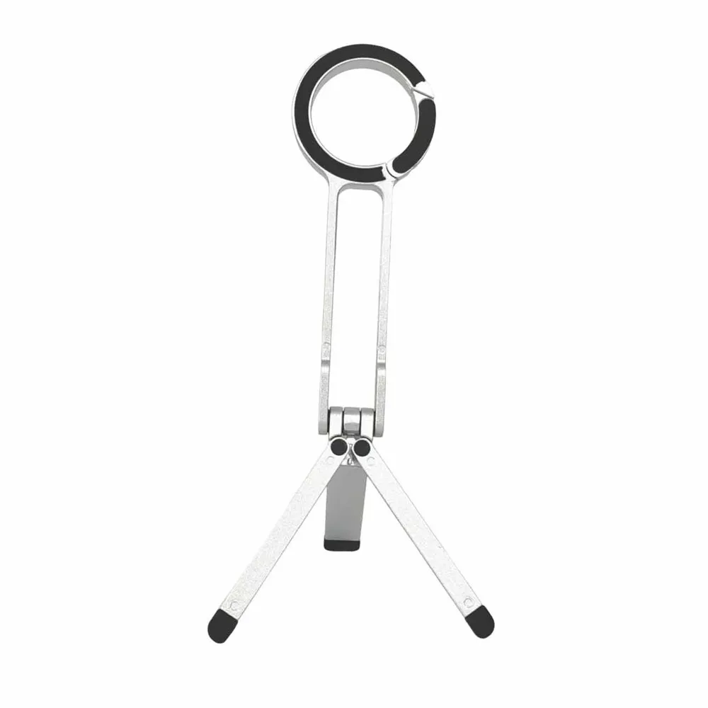 Aluminum Alloy Ring Carabiner-Mounted Phone Tripod Foldable Adjustable Dual-sided Magnet Tripod Lightweight with Buckle
