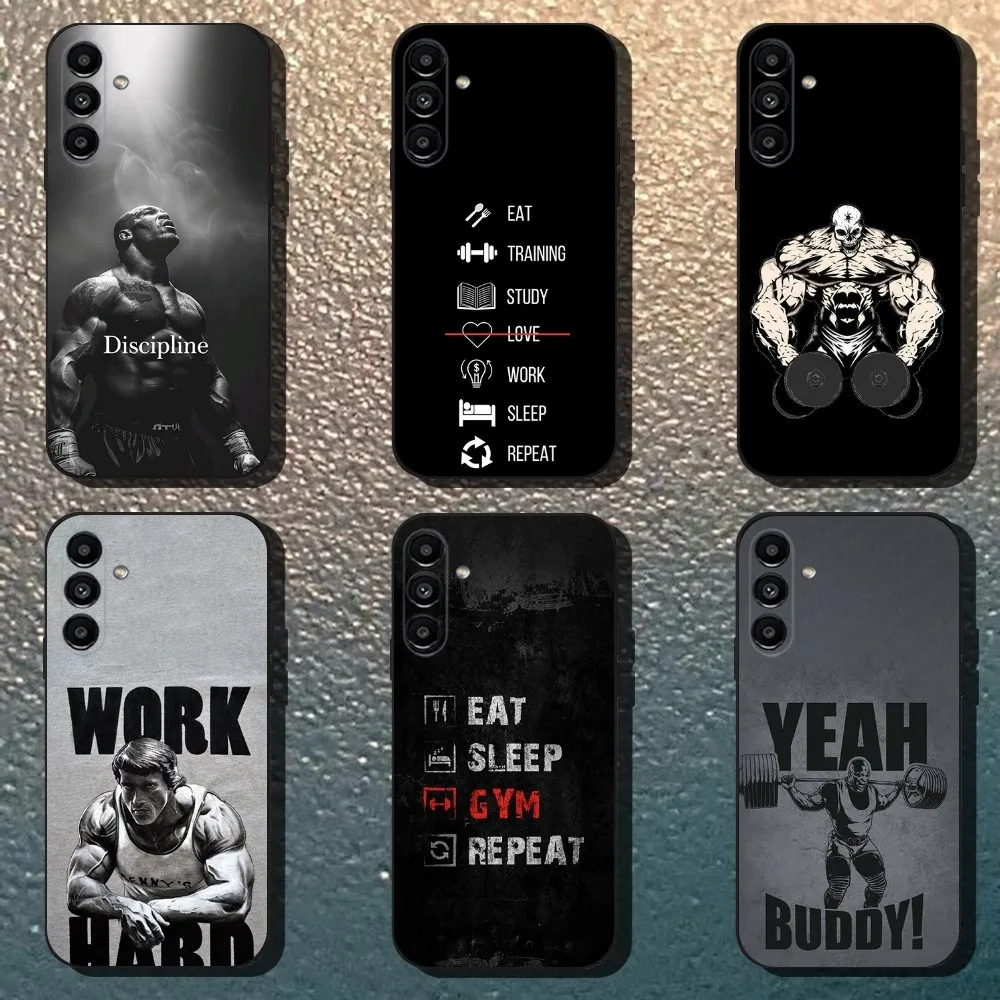 

Bodybuilding Gym Fitness Phone Case For Samsung Galaxy A13,A21s,A22,A31,A32,A52,A53,A71,A80,Soft Black Shell
