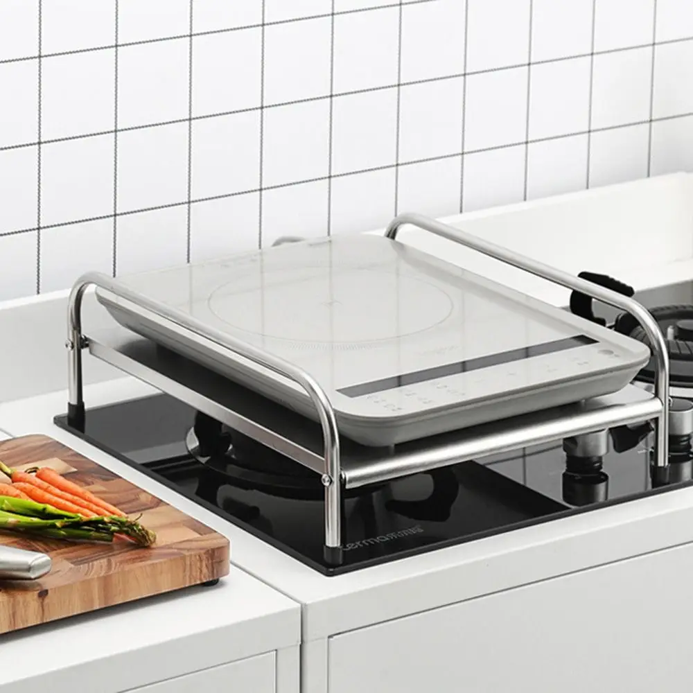 

Подставка для индукционной плиты с ручкой, водонепроницаемая, экономящая пространство, кухонная стойка для стойки, противоскользящие ножки, многофункциональная