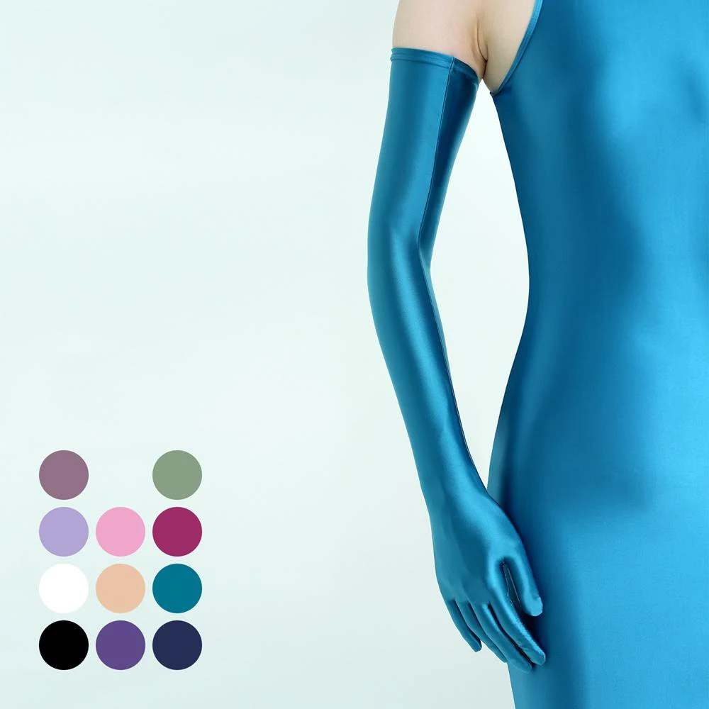 

Unisex Glossy Silky Smooth Spandex High Stretch Extra-long Gloves Sun Protection Multi-colored Riding Sports Ceremonial Gloves