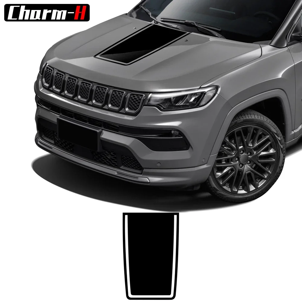 

1 Piece Hood Stripe For Jeep Compass 2017-Present Bonnet Decal Racing Stripes Stickers Decals Accessories