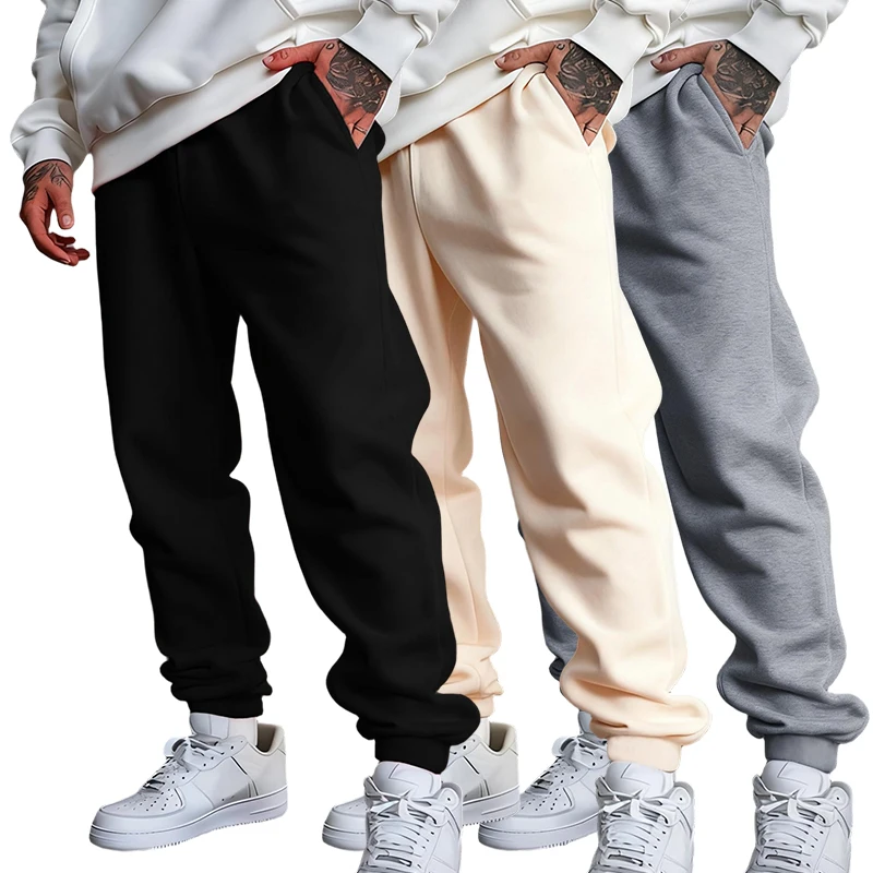 

Man Autumn Fleece Long Pants Elastic Waist Jogging Pant Warm Street Britches Soft Pocket Sportpants Casual Sport Trousers unisex