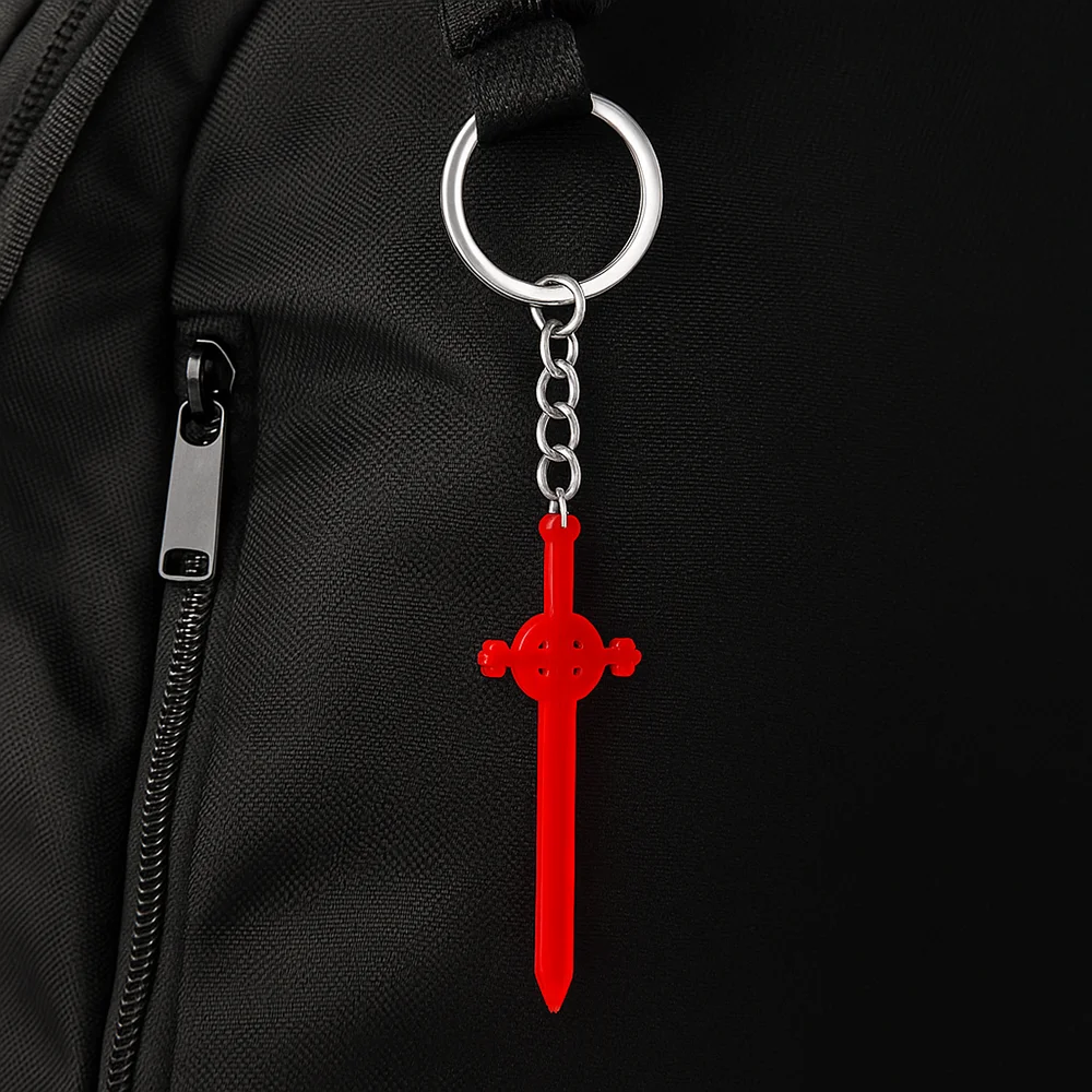 Adventure and Time Ruby Sword Keychain Double-Sided Acrylic Pendant Keyring Necklace Jewelry for Girls Woman Movie Fans Gifts