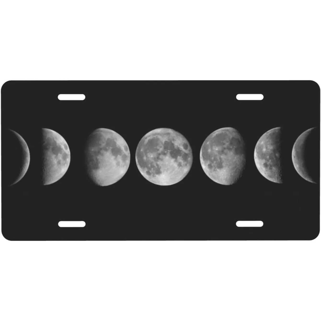 Phases of The Moon Black Front License Plate Aluminum Decorative License Plates Funny Metal Car Plate 6