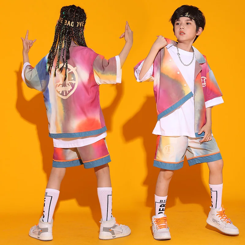 Chemise et short d'été pour fille et garçon, costume de danse Kpop Jazz, vêtements de rue pour enfants, vêtements Hip Hop