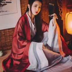 동양의 한푸 코트, 중국 전통 한당나라, 고대 우아한 망토, 여성 댄스 재킷, 남성용 레드 카디건 착용
