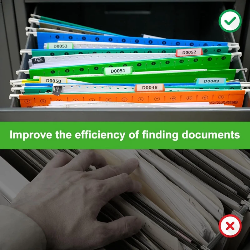 100 Pieces 3.15 Inch Hanging File Folder Tabs Inserts Plastic Hanging File Tabs Multicolor