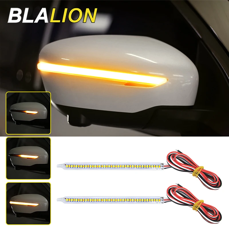 SEAMETAL 12V LED Car Rearview Mirror Indicator Lamp Auto Headlight Strip Turn Signal Flowing Light Daylights for Car Lighting