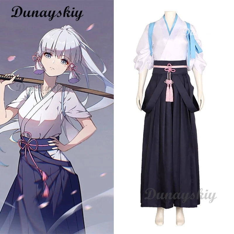 Genshin Impact Ayaka Kamisato Cosplay Kimono Role Cosplay Costume parrucca donna Kendo abbigliamento costumi di Halloween per le donne