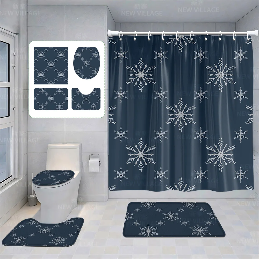 Huis Douchegordijnen Badkamer Decora Waterdichte Stof Antislip Badmat Waterabsorptie Gordijn Modern Nordic Vrolijk Kerstfeest