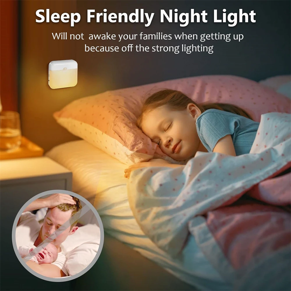 USB Rechargeable Battery Night Light Wall Stick On Motion Sensor Night Lights Mini Closet Light Wireless Activated Cabinet Light