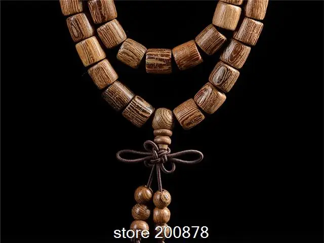 Buddhist 108 Wenge Wooden Barrel Prayer Beads Mala 8X8mm Heaven Eye Fashion Bracelet BRO502