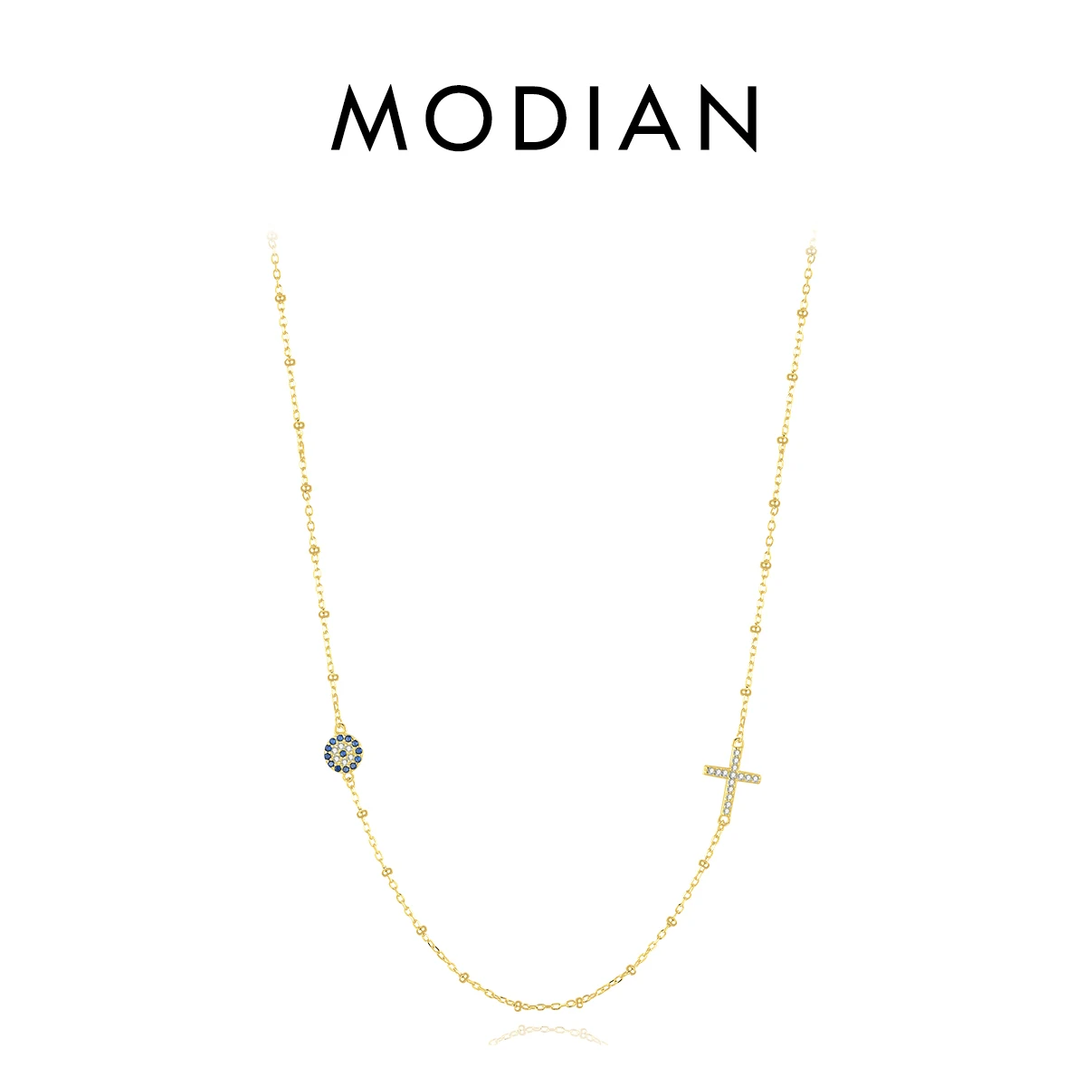 MODIAN Halskette aus 925er-Sterlingsilber, sexy Wimpern, der Hand von Fatima, türkisfarbener Anhänger, glückliches blaues Auge, Halskette für Frauen, edler Schmuck, Geschenk