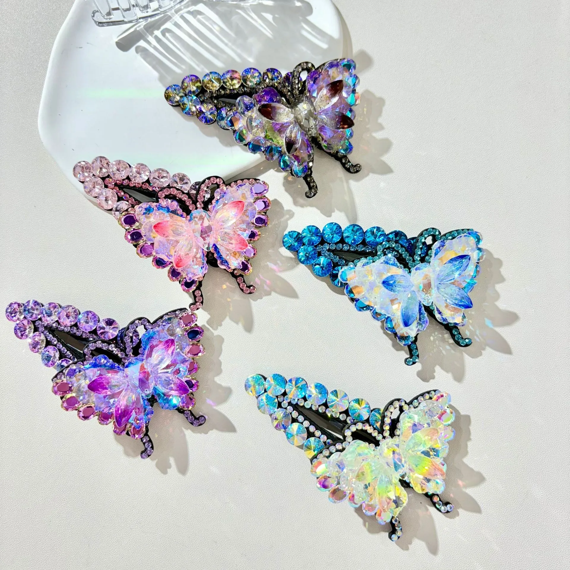 

Заколки для волос в виде бабочек, хрустальные заколки-зажимы, роскошные блестящие боковые заколки для челки, милые заколки для волос, модные аксессуары для волос для женщин