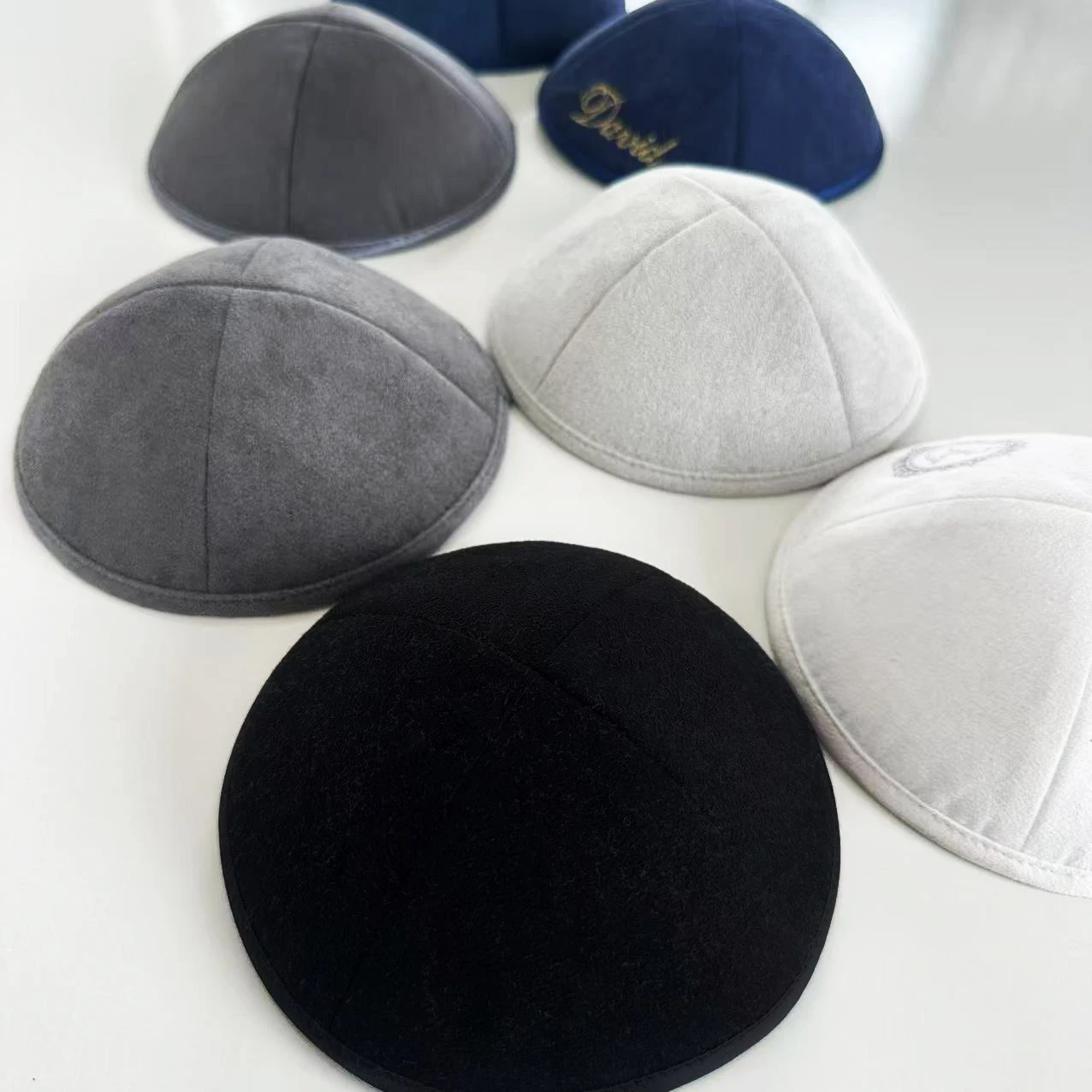 

Muslim Custom Linen Cotton Twill Kippot Jewish Yarmulke Embroidery Kippah Kippot Kippah Custom Logo