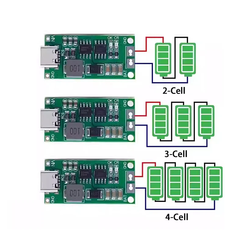 5/10pcs 2S 3S 4S Multi-Cell  Type-C Step-Up LiPo Polymer Li-Ion Charger