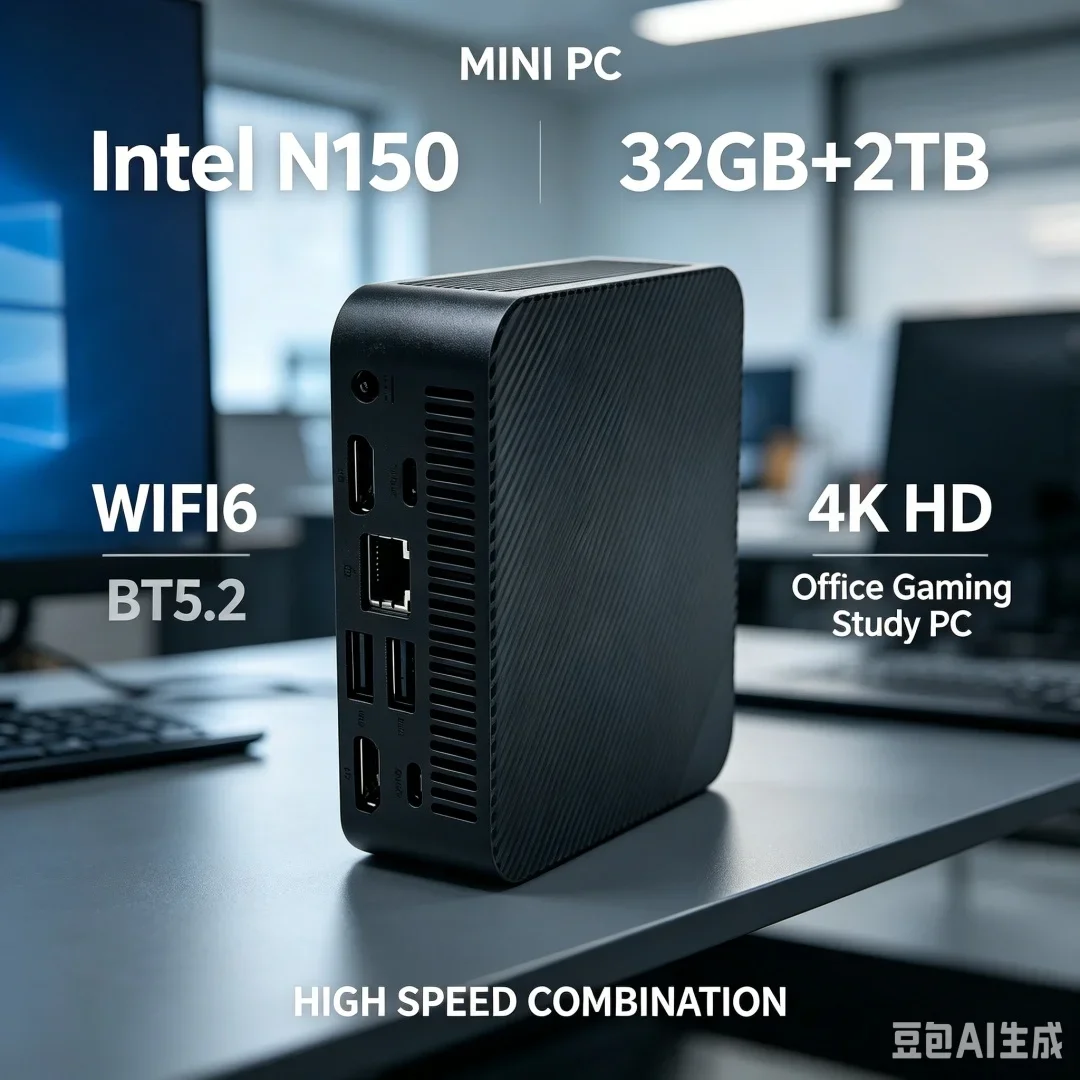 New Mini PC Computer Intel N150 Windows 11 Pro Desktop Gaming PC 16GB RAM 1TB 2TB M.2 SSD WiFi6 BT5.2 Type-C Portable PC Gamer