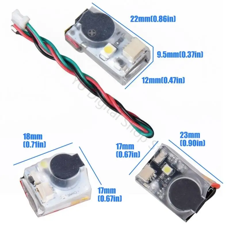 96BA Finder Buzzer with LED Locator Light, 3 Wire Flight Controller Alert Module for FPV Recovery and Low Light Search