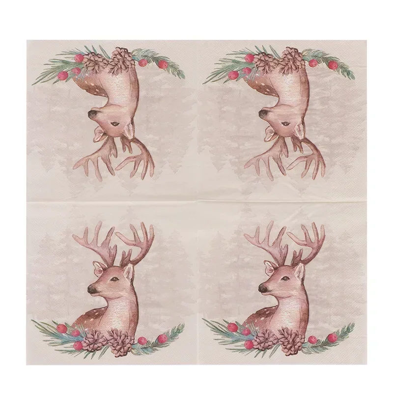 20pcs 33*33cm Painted Christmas Series New Elk Disposable Printed Napkins Wholesale Party Tissue Paper Square Tissue Paper