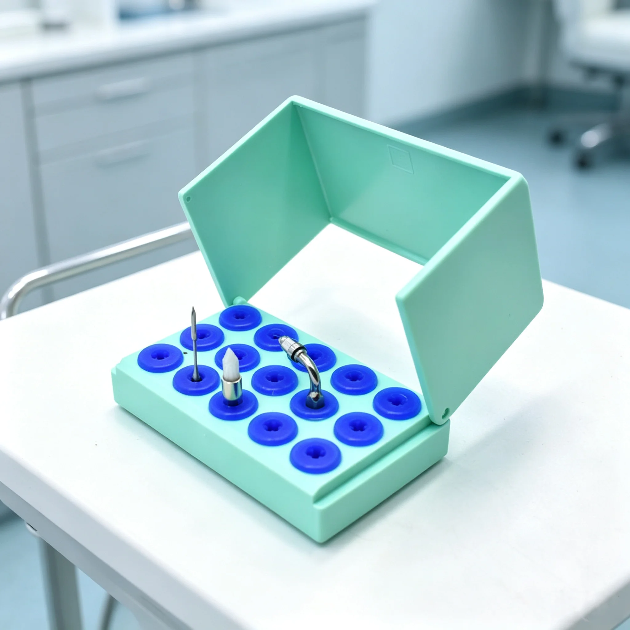 Dental Scaler Tips Endo Files Disinfection Autoclavable Holder Box silicone with 15 Holes For Dental Tools