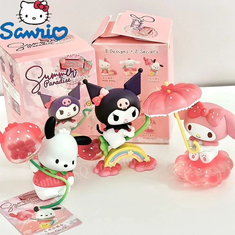 

Sanrio Cinnamoroll Figure Melody Kuromi Action Figurines Sweet Strawberry Paradise Anime Girls Hellokitty Pochacco Statue Dolls