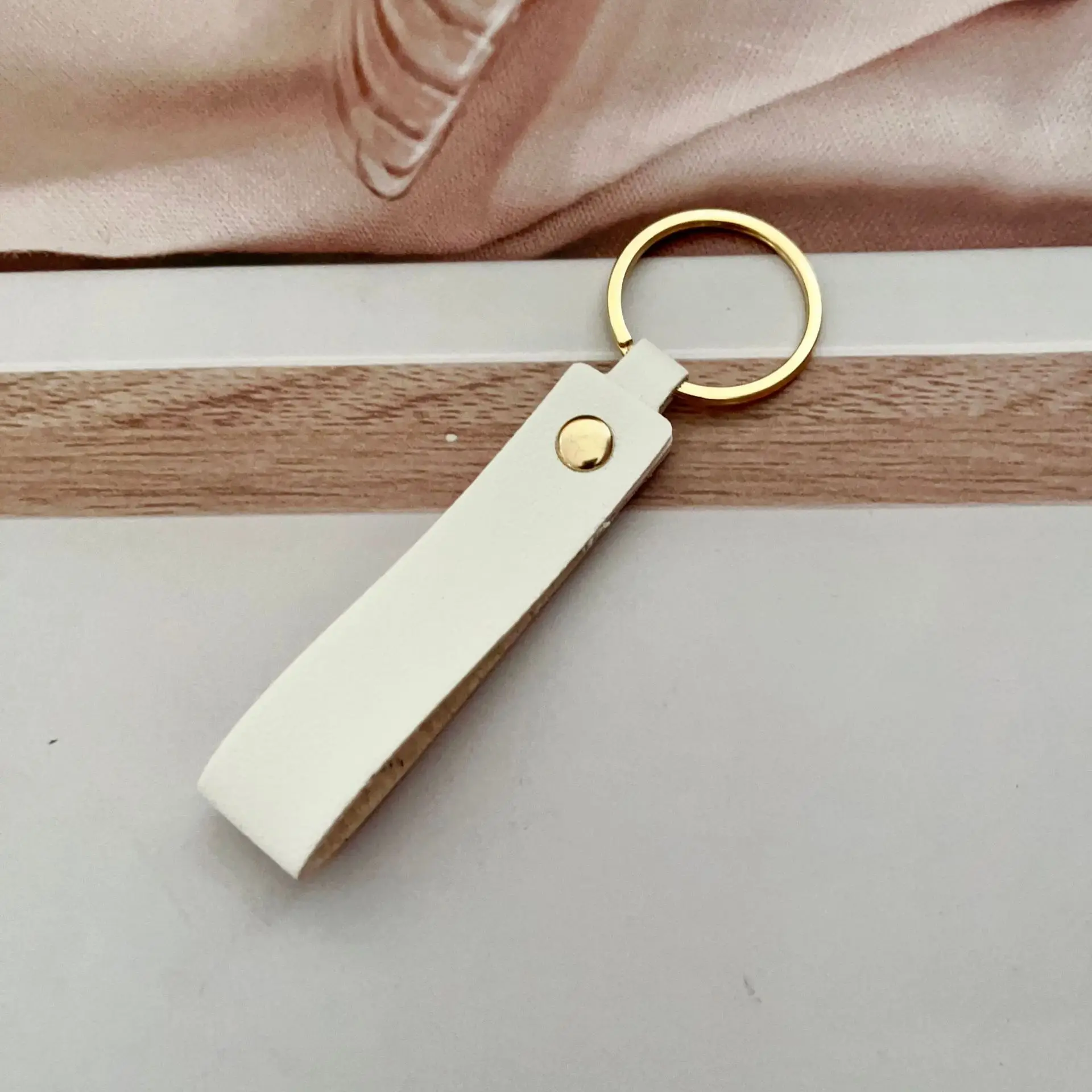 Personalized Engraving Name & Date PU Leather Keychain