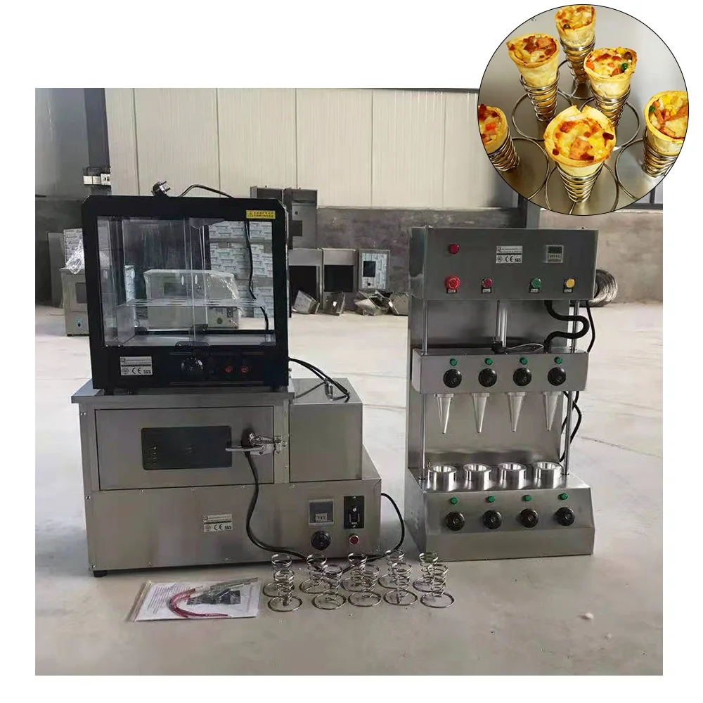 Máquina de cono de Pizza barata, horno de cono de Pizza giratorio, escaparate calentador de conos de Pizza con línea de producción