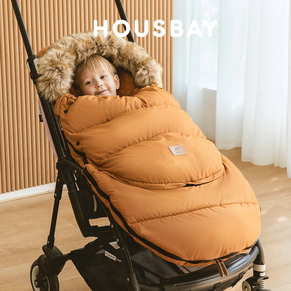 Baby Sleeping Bag In Stroller Winter Windproof Fur Collar Removable 2 Styles Footmuff 0-36 Months For Cart & Basket Newborn