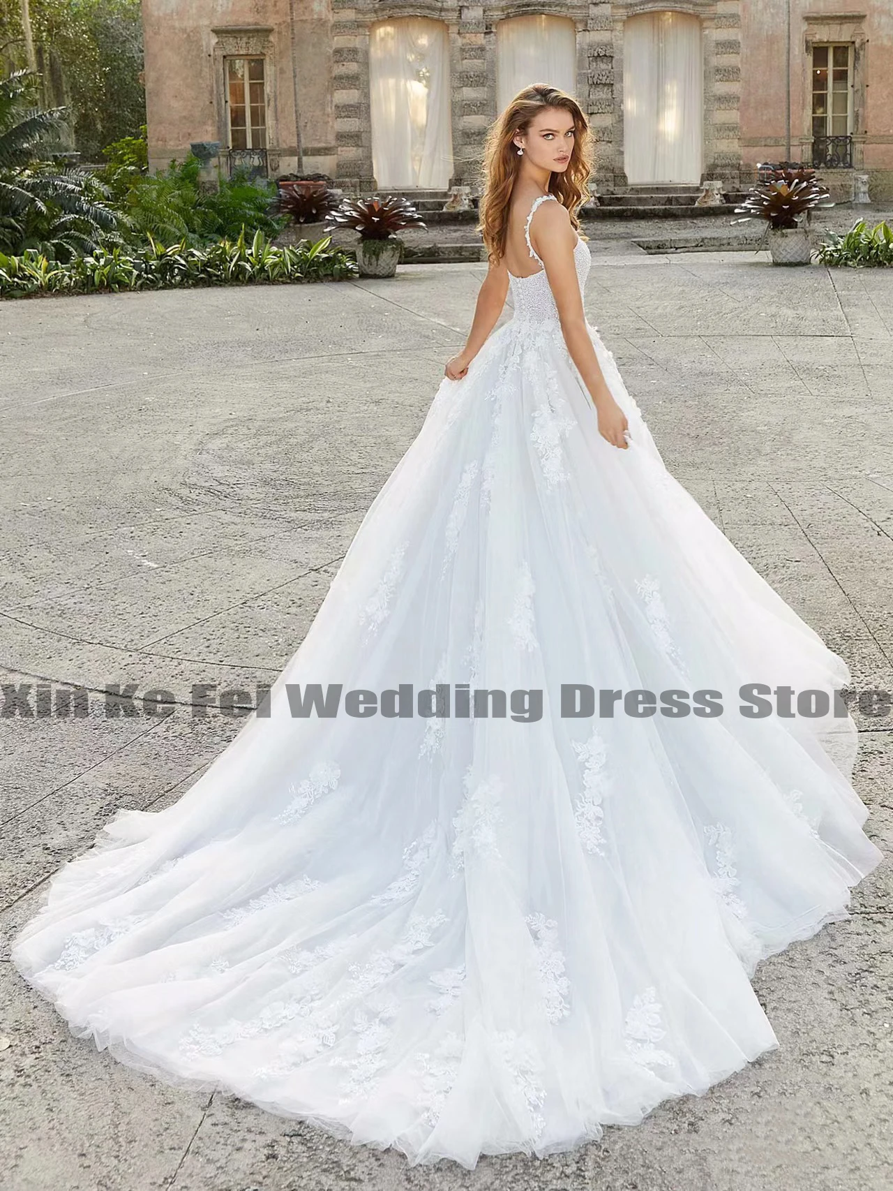 Bohemian Women's V-Neck Wedding Dresses A-Line Lace Applique Princess Bridal Gowns Tulle 2023 Sleeveless Vestido De Noiva Robe