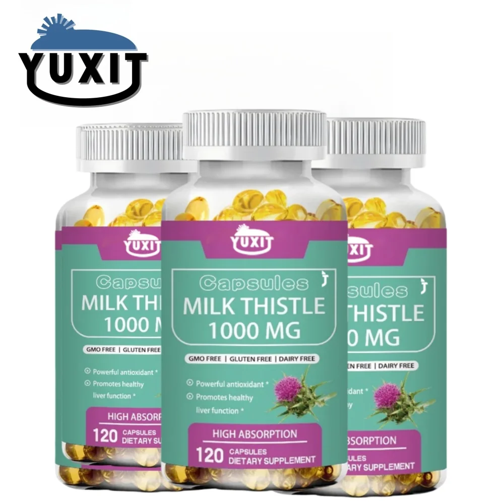 

YUXIT Milk Thistle Silymarin Marianum & Dandelion Root Liver Health Support, Antioxidant Support, Detox, 120 Capsules