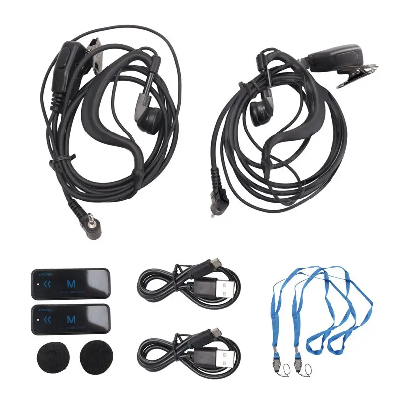 【top-deals】2pcs-mini-walkie-talkie-400-470mhz-2-way-radio-3w-transceiver-earpiece-headset-earmuff-usb-powered