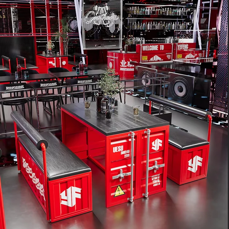 Stile industriale commerciale artigianato in metallo creativo contenitore in ferro carta divano bar e sedia combinazione bar barbecue