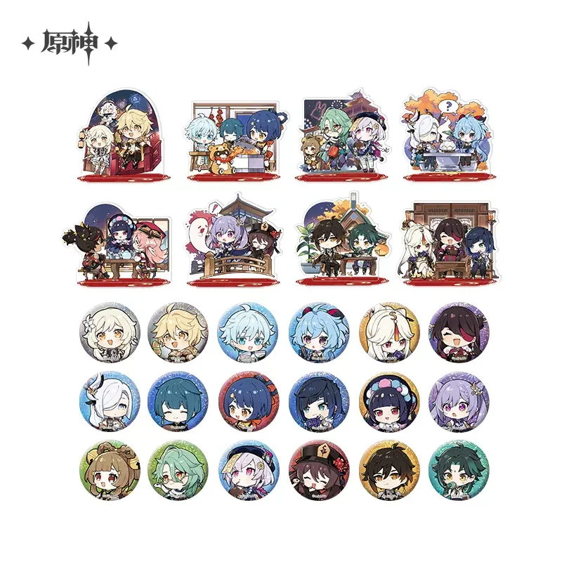 Sunsyea Genshin Impact Official Merch miHoYo Original Authentic PAZHY Series Acrylic Stand Badge Set Xiao Zhongli