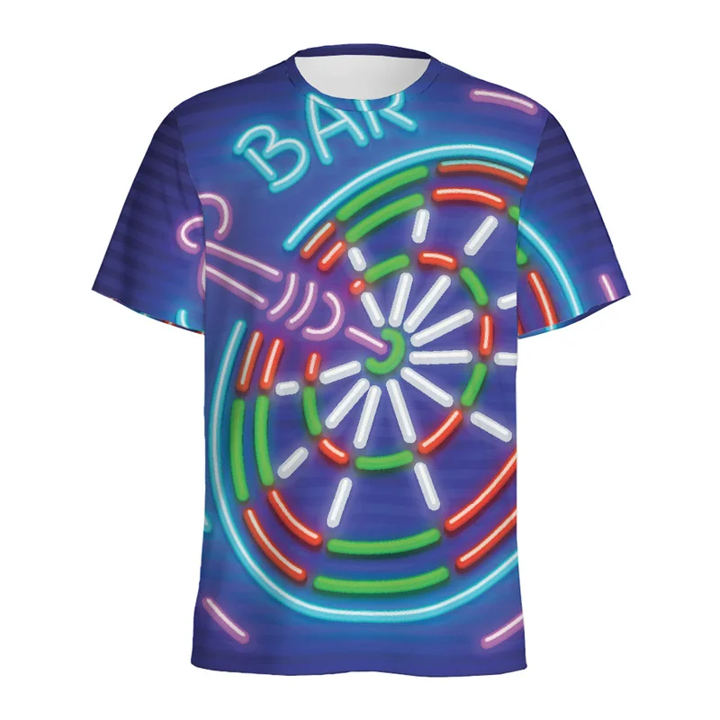 Darts Bullseye Target Pattern T-Shirts 3D Print Men Women Short Sleeve O-Neck T Shirt Dartboard Tops Harajuku Tees Man Clothing