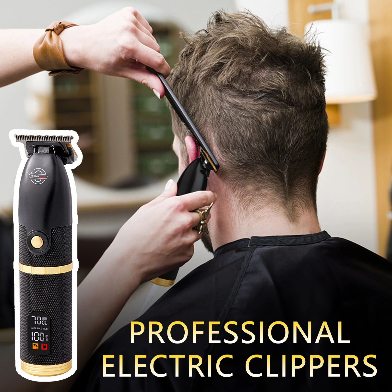 HIENA profesjonalny zestaw maszynek do strzyżenia włosów Retro rzeźbiony wzór elektroniczny trymer do brody i włosów wyświetlacz LED USB ładowanie zestaw do strzyżenia włosów